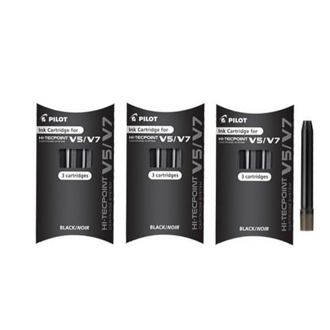 Pilot Rollerball Pen Refill Cartridge, Pack of 3 - 9 Cartridges (Blue, Green, Red, Black)