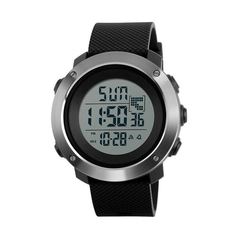 Men's Digital Sport Watch Led Electronic Military Wrist Watch with Alarm Stopwatch Dual Time Zone Count Down EL Backlight Calendar Date Window -Black