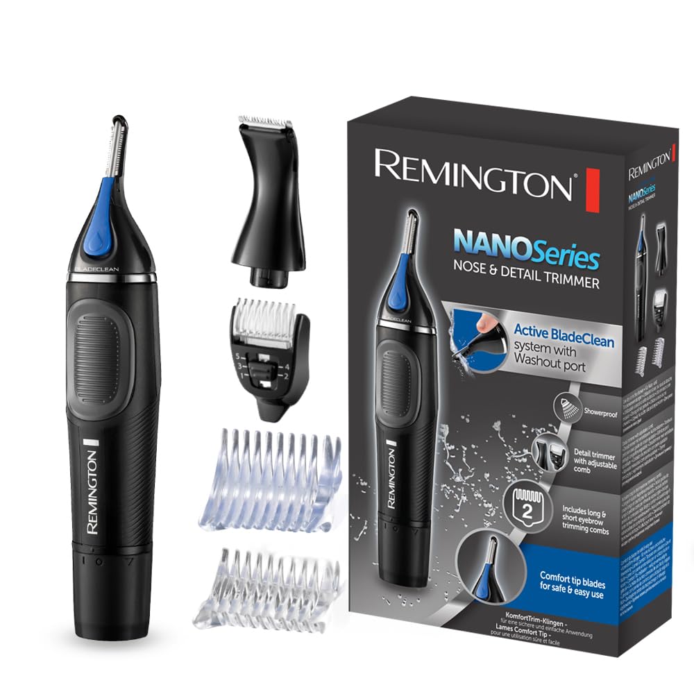 Remington Multi hair trimmer [nose hair trimmer, ear hair trimmer, eyebrow razor, beard trimmer] incl. 2 attachment combs, 1-5 mm detail trimmer, NE3870