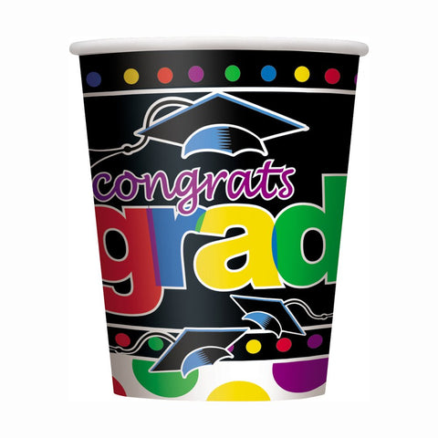 9oz Polka Dot Graduation Party Cups, 8ct