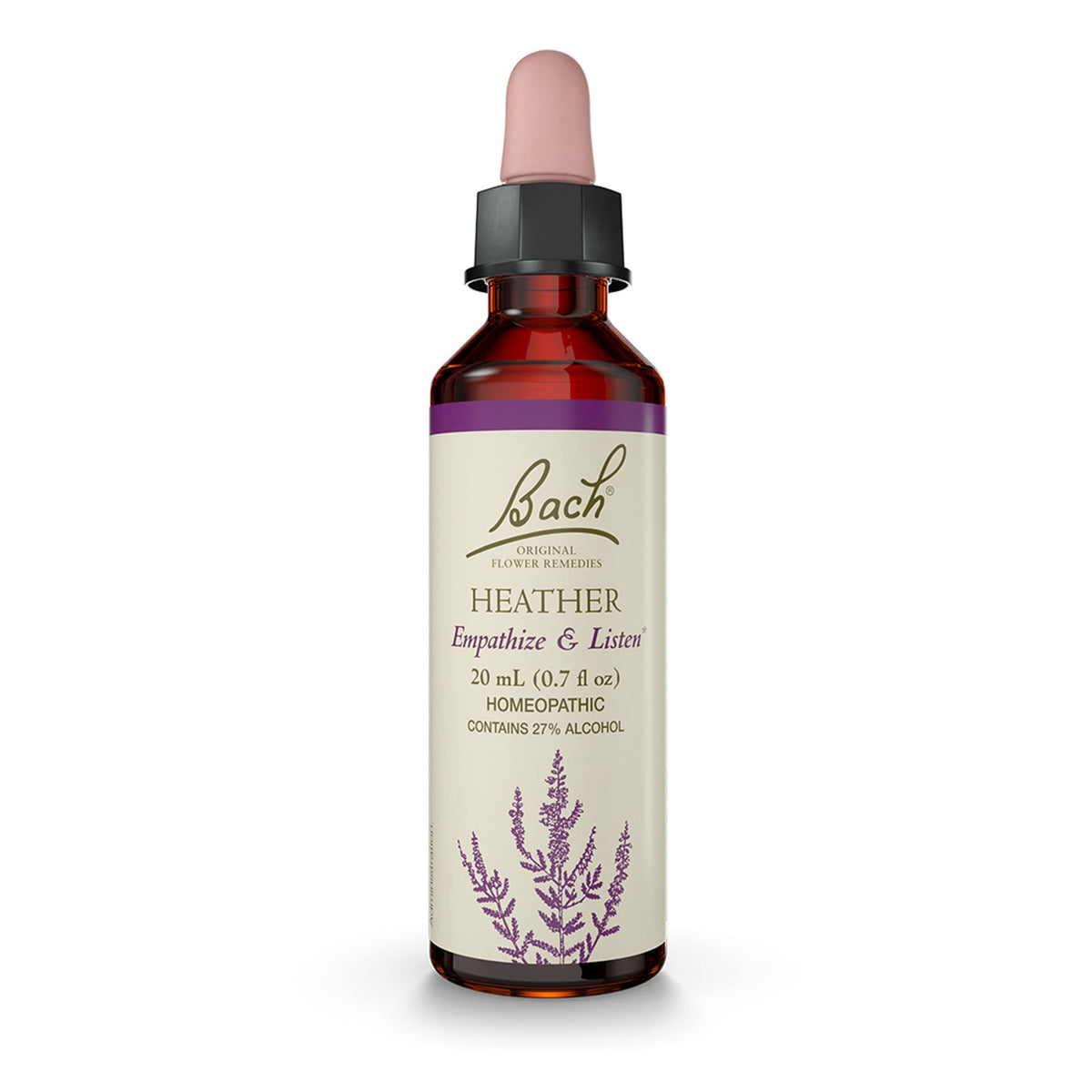 Bach Original Flower Remedies, Heather for Empathy, Natural Homeopathic Flower Essence, Holistic Wellness, Vegan, 20mL Dropper