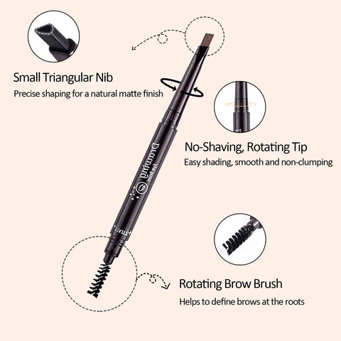 Jutqut 12PCS Black Eyebrow Pencil Set, Retractable Eyebrow Pencil with Brow Brush, Professional Eyebrow Shaping Filling Pencil for Women Eye-Makeup, Easy to Color, Waterproof and Long-lasting