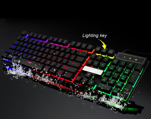 HHmei Colorful Crack Led Illuminated Backlit USB Wired Pc Rainbow Gaming Keyboard - R260 Colorful Backlit Keyboard Cf LOL Professional Gaming Keyboard Luminous USB Cable Gaming Keyboard Black