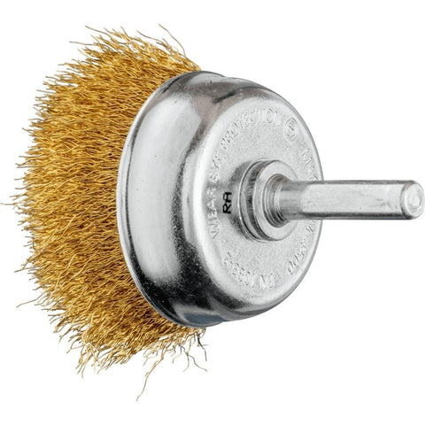 PFERD Cup Brush Untwisted TBU MES | Diameter 50 mm Shaft Diameter 6 mm Brass Wire Diameter 0.20 mm | 43740164 - for Drills