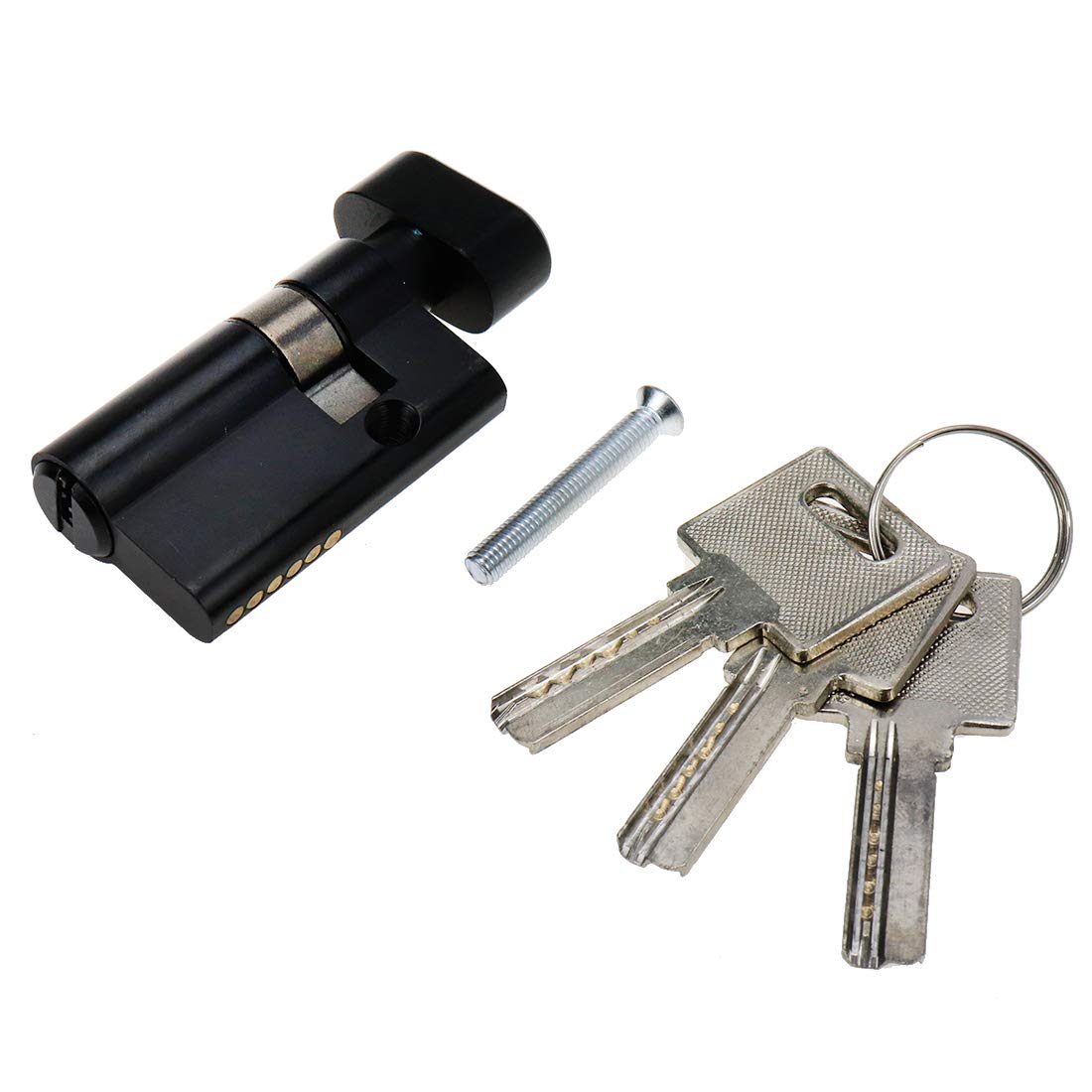 Semetall 50mm Universal Lock Cylinder with Key;Storm Door Key Cylinder Lock,Security Door Cylinder (Black)