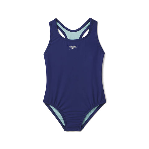 Speedo Girls' Standard Swimsuit One Piece Closed Racerback, 2023 Blueprint, 5