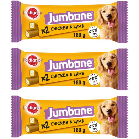 Pack of 3 x 2pk - Jumbone Chicken & Lamb - Omega 3 - Vitamins And Minerals - Filled With 100% Natural Chicken - No Artificial Colours Or Flavours - Reward Your Dog - Delicious Mouth-Watering Treat