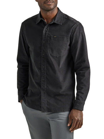 Lee Men's Extreme Motion All Purpose Long Sleeve Worker Shirt Button, Charcoal Corduroy, 50/52