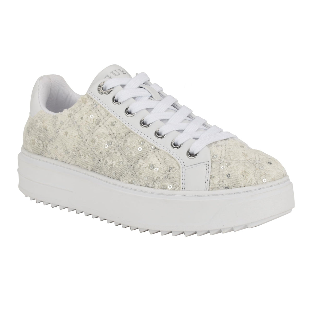 GUESS Women's DENESA Sneaker, Ivory/White 154, 8.5