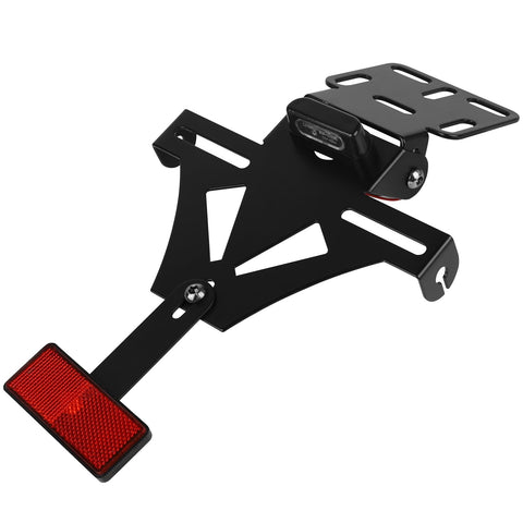 DBREAKS Motorcycle License Plate Holder, Adjustable License Plate Holder, Motorcycle License Plate Holder with LED License Plate Light, Compatible with Most Popular Motorcycle Models
