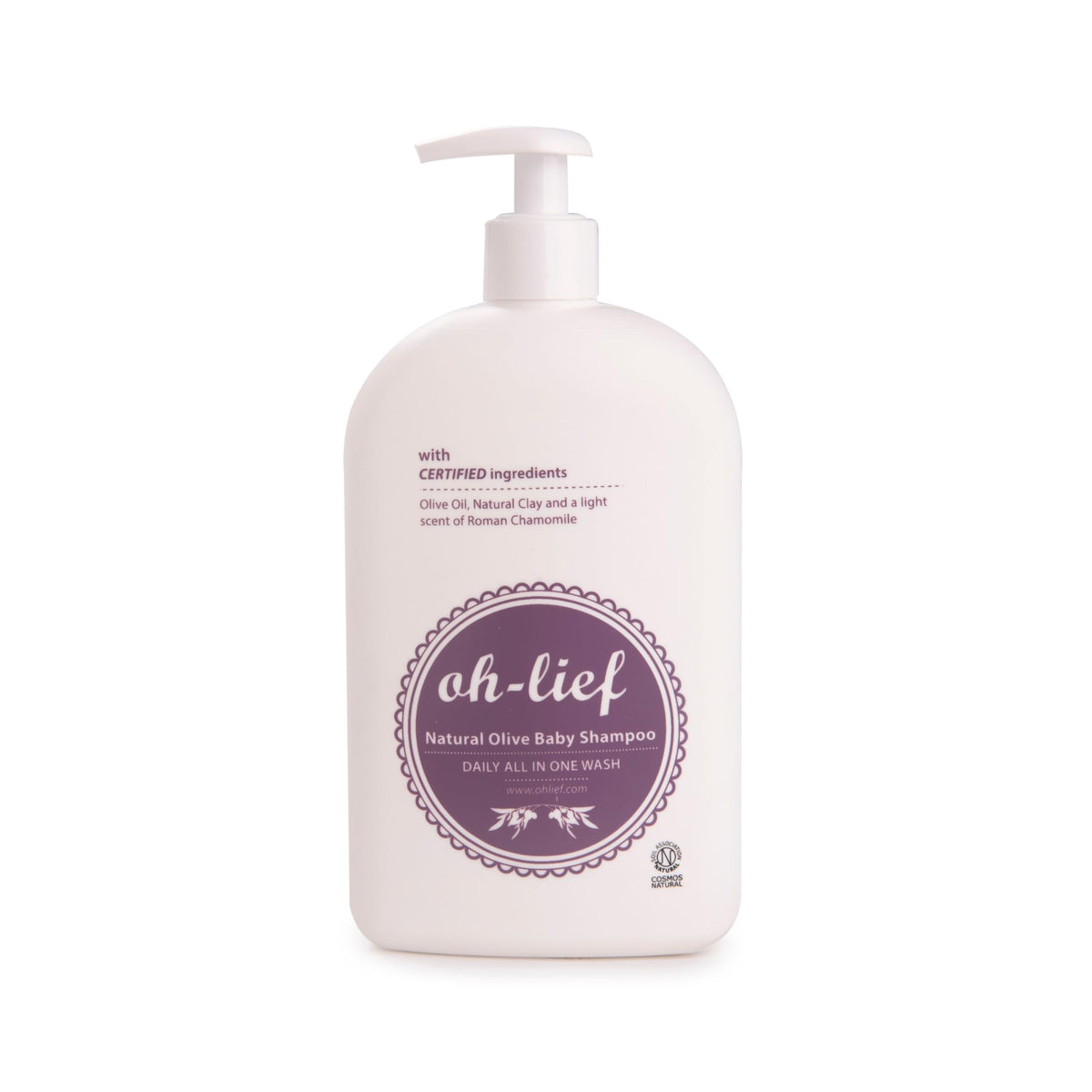 Oh-Lief Natural Olive Baby Shampoo & Wash - Certified Natural & Organic, Vegan, Sensitive Skin/Scalp, Suitable for Newborns (200ml)