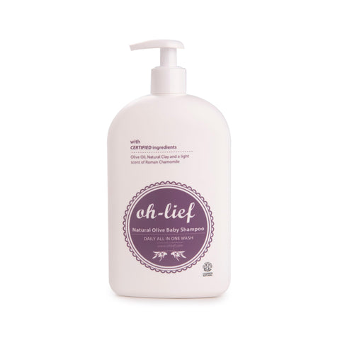 Oh-Lief Natural Olive Baby Shampoo & Wash - Certified Natural & Organic, Vegan, Sensitive Skin/Scalp, Suitable for Newborns (200ml)