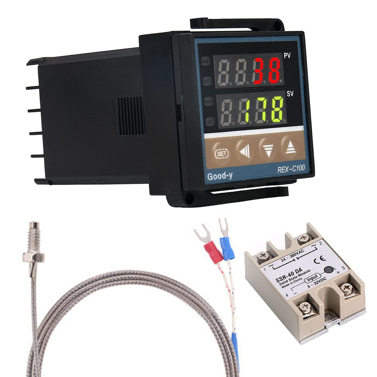 WANGCL Digital PID Controller Intelligent Thermostat with 40A SSR Relay K Type Thermocouple for Electrical Energy Chemical Industry Holding Tanks Ovens - 0-1300 ?