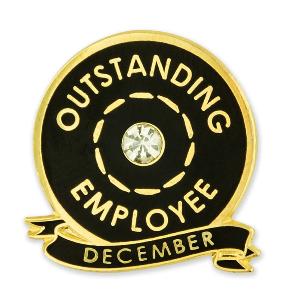 PinMart Outstanding Employee of The Month Lapel Pin - Gold Plated Enamel Employee Performance Reward Pin - Excellence Recognition & Appreciation Pin