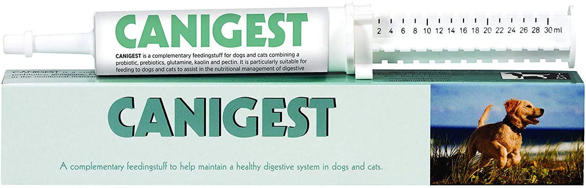 CANIGEST Probiotic paste for cats and dogs - 30ml - Easy to administer cat & dog tummy settler made with probiotics, prebiotic, glutamine, kaolin & pectin