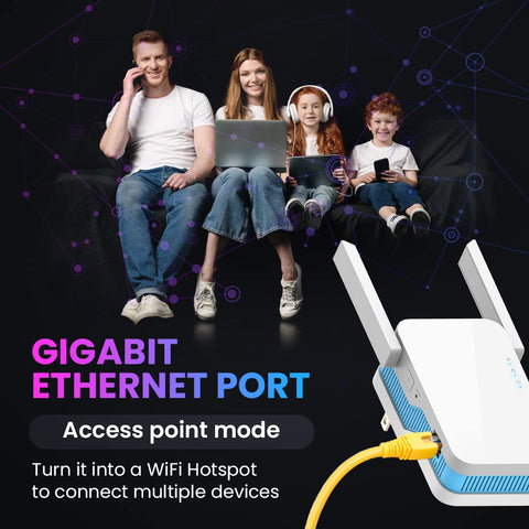 All-New2024 WiFi Extender 1.2Gb/s Signal Booster | Dual Band 5GHz & 2.4GHz, New Gen up to 4X Faster, Longest Range Than Ever Super Antennas, Signal Amplifier w/Ethernet Port, Alexa Compatible