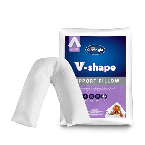 Silentnight V Pillow with Pillowcase - Pregnancy Nursing Support V Shaped Triangle Pillow Cushion Orthopaedic with Stain and Water Repellent Pillowcase - Hypoallergenic and Machine Washable