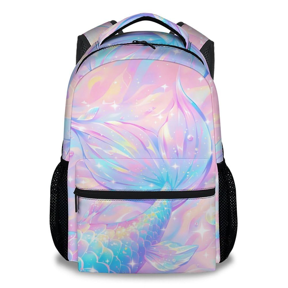 CUNEXTTIME School Backpack for Girls - 17 Inch Pink Mermaid Backpacks - Cute Lightweight Durable Bookbag for Kids