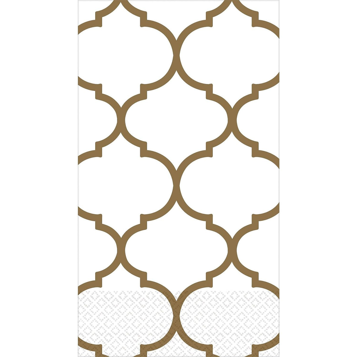 Elegant White & Gold Lattice Premium Guest Towels, 8" x 4" (Pack of 16) - Luxurious & Rich-Designed Towels, Perfect for Sophisticated Events