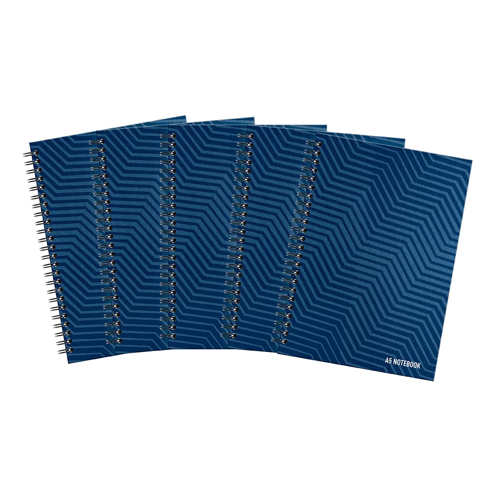 Summit A5 Notebook, Hardback Wirebound, Ruled, 160 pages, Blue (Pack of 5)