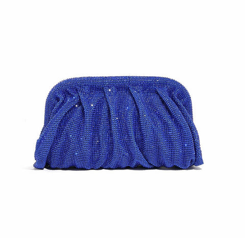 WuDiaoer Women Rhinestone Clutch Purse Diamond Evening Bag Chain Handbag Ladies Dumpling Bag Wedding Party Purse, Dark Blue