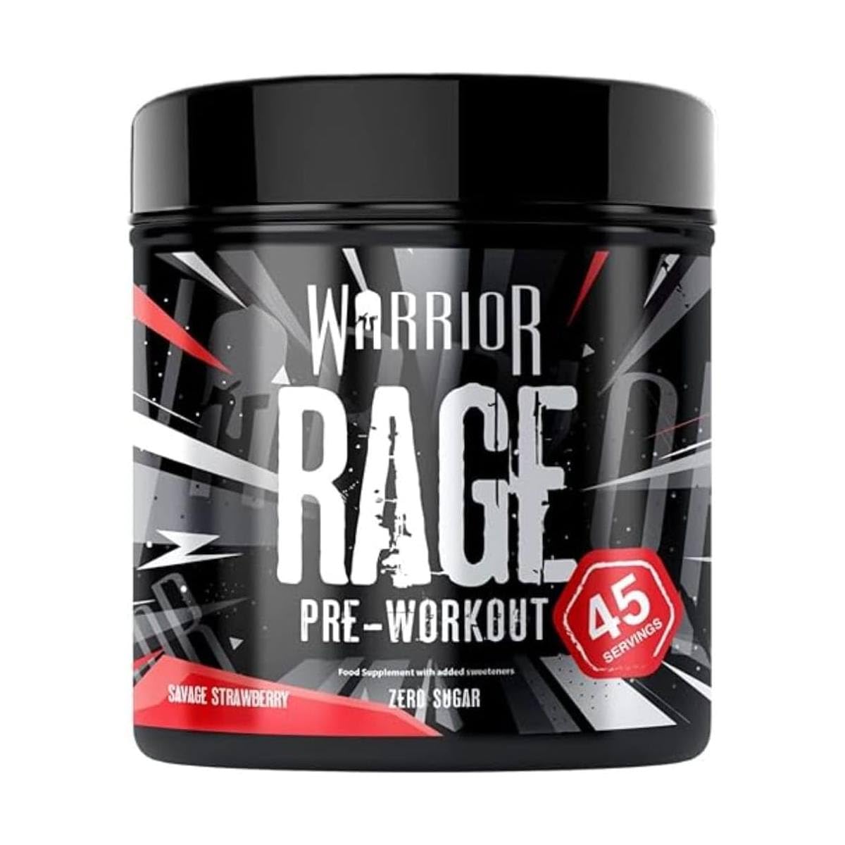 Warrior, Rage - Pre-workout Powder - 392g - Energy Drink Supplement with Vitamin C, Beta Alanine and Creatine Gluconate - 45 Servings (Savage Strawberry)