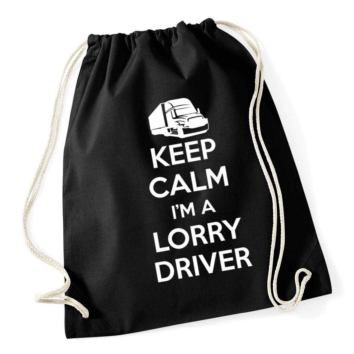 Hippowarehouse Keep calm I'm a lorry driver Drawstring Cotton School Gym Bag 37cm x 46cm, 12 litres