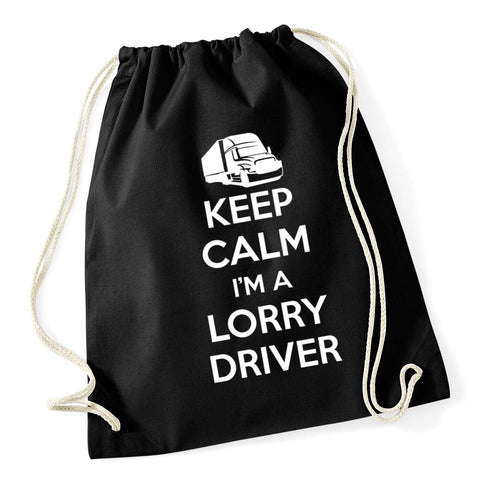 Hippowarehouse Keep calm I'm a lorry driver Drawstring Cotton School Gym Bag 37cm x 46cm, 12 litres
