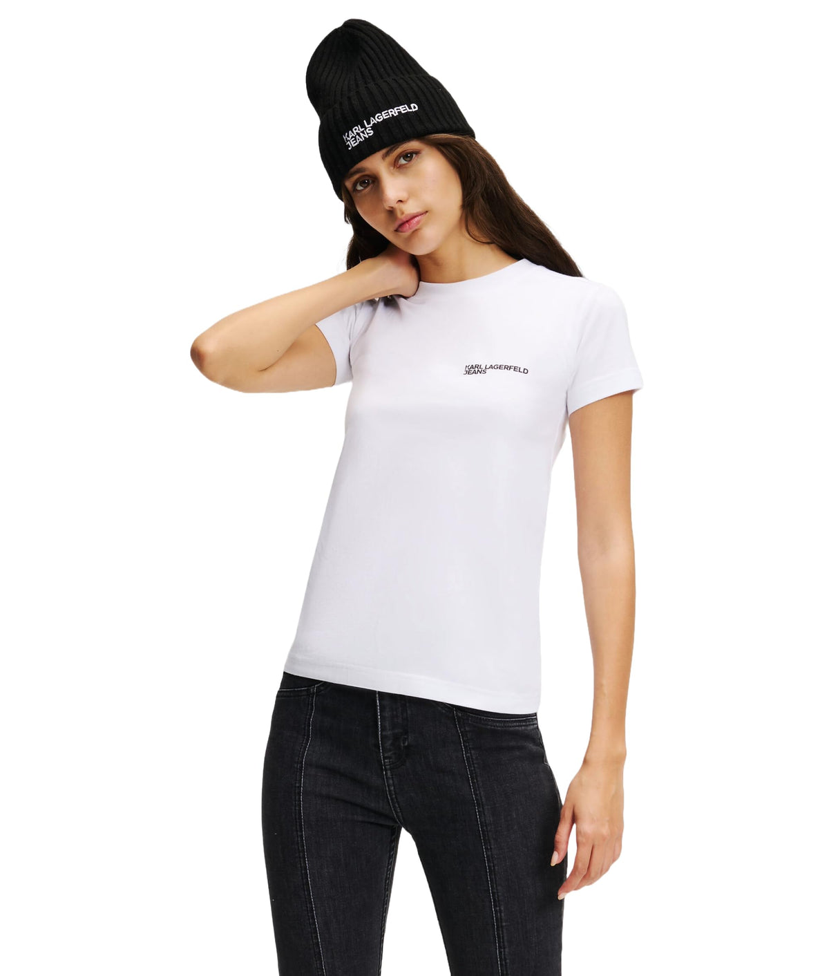 KARL LAGERFELD JEANS, Womens, Slim FIT TEE, White, Large