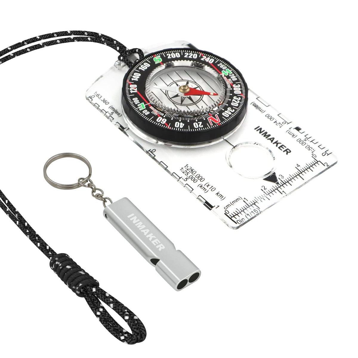 INMAKER Compass, Compass Hiking, Compass for Kids with Survival Whistle, Luminous Compass for gift, Compass for Hiking and Outdoor Survival, Camping and Navigation