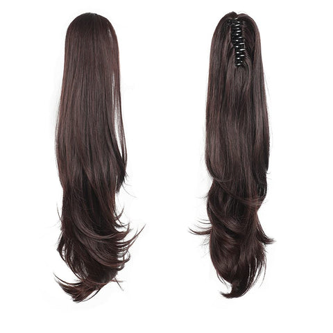 HSPJHTM Ponytail Extensions 2 PCS Brown Ponytails Extensions for Women 24" Synthetic Claw Clip in Pony Tail Hair Extentions Halloween Fluffy Hairpiece for Daily Use