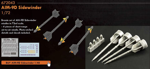 EDU672043 1:72 Eduard Brassin AIM-9D Sidewinder Missile Set [MODEL KIT ACCESSORY]