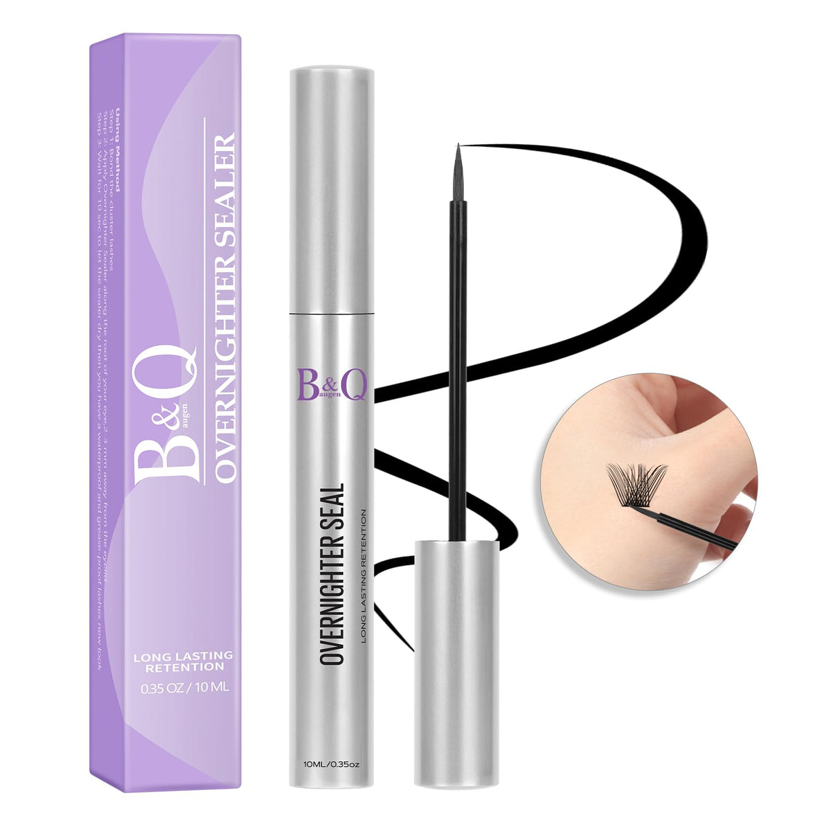 B&Q Lash Sealer 10ML Overnighter Lash Sealer for Cluster Lashes Black Lash Sealant for Eyelash Extensions Waterproof Lash Overnight Sealer Long Lasting Lock the Lash Bond (Black Seal 10ml)