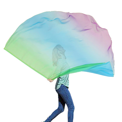 Wuchieal Porphetic Praise Dance Worship Flex Flags, radius 55" x 74" semicircle Dance Ministry Streamer (11#GREEN-BLUE-PURPLE)