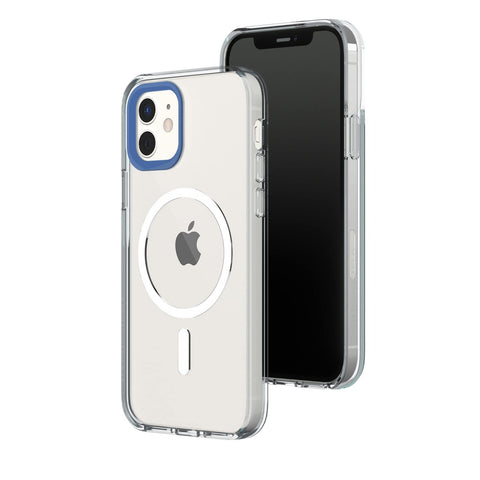 RhinoShield Clear Case Compatible with Magsafe for iPhone 12/12 Pro | Superior Magnetic, Advanced Yellowing Resistance, Protective and Customizable Clear Phone Case - Cobalt Blue Camera Ring