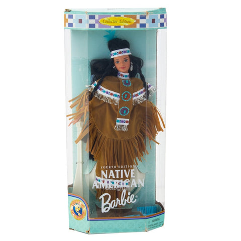 Barbie 1997 Collector Edition Dolls of the World 12 Inch Doll - Fourth Edition Native American Barbie with Poncho, Skirt, Headband, Moccasins, Jewelry, Hairbrush and Doll Stand