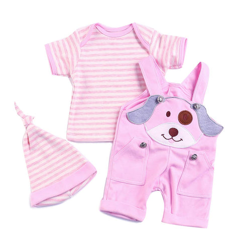 Reborn Baby Dolls Clothes 22 inches Girl Pink Overalls Outfit Sets for 20-23" Reborn Doll Clothes Newborn Doll Clothes Accessories