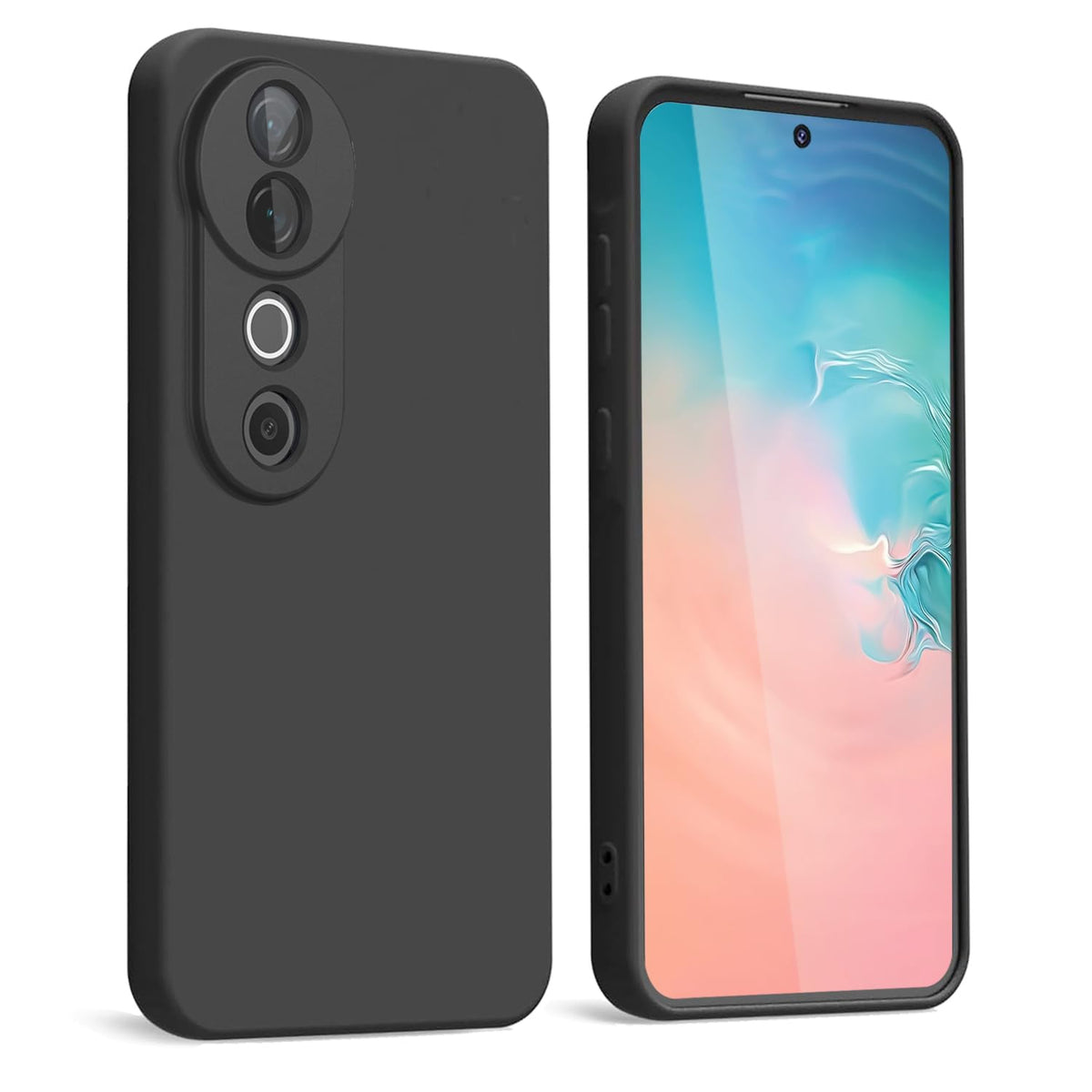 WBWONE Case for VIVO V40 5G, Slim Non-Slip Flexible Soft TPU Protective Shock Absorption Cover Soft Lining Phone Shell Bumper - Black