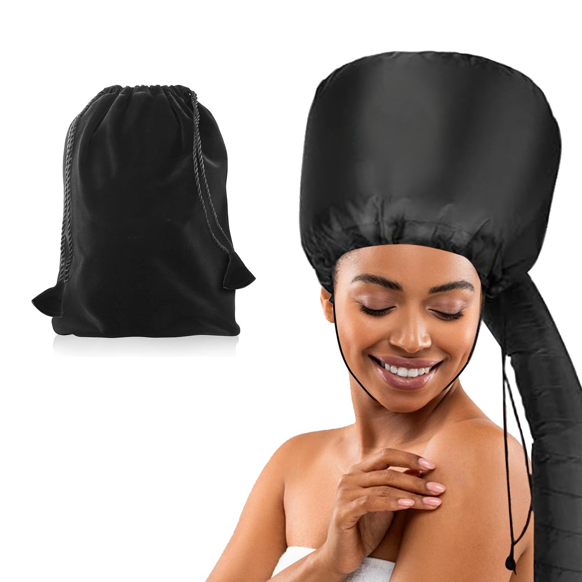CTDMJ Bonnet Hood Hair Dryer Cap, Adjustable Hooded Bonnet, Portable Hair Dryer Hood, Hair Steamer, Drying Cap for Deep Conditioning, Styling & Curling - Fits All Head Sizes