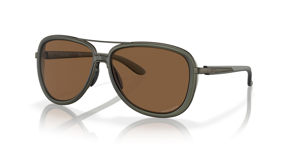 Oakley Women's OO4129 Split Time Aviator Sunglasses, Matte Olive Ink/Prizm Bronze, 58 mm