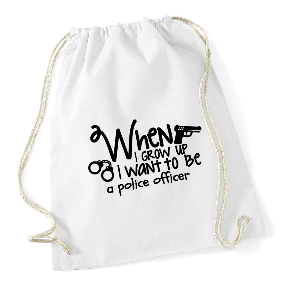 HippoWarehouse When I grow up I want to be a police officer Drawstring Cotton School Gym Kid Bag Sack 37cm x 46cm, 12 litres