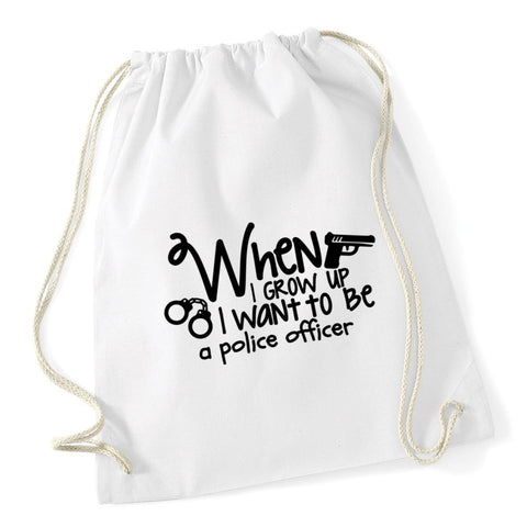 HippoWarehouse When I grow up I want to be a police officer Drawstring Cotton School Gym Kid Bag Sack 37cm x 46cm, 12 litres