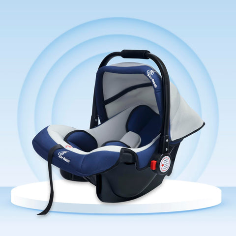R for Rabbit Cozy Carry Cot Baby Carry Cot 3 Point Safety Harness with Canopy for UV Protection, Removable & Washable Cover 0 to 15 Months (Grey Blue)
