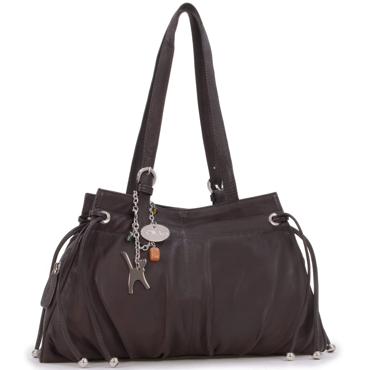 Catwalk Collection Handbags - Women's Leather Shoulder Bag - ALICE - Brown