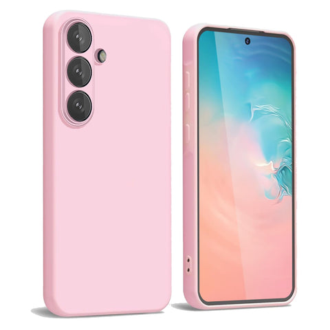 WBWONE Case for Samsung Galaxy S24 FE 5G, Slim Non-Slip Flexible Soft TPU Protective Shock Absorption Cover Soft Lining Phone Shell Bumper - Pink