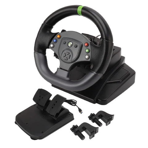Game Steering Wheel, Gaming Racing Wheel with Pedal, 180 Degrees Rotation Shifter Gaming Steering Wheel Simulates Driving for PS 3 for PC for Switch Android