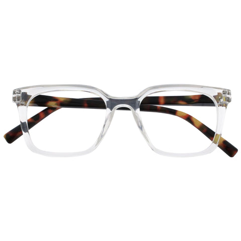 OPULIZE KOI Reading Glasses - Large Rectangular Frame - Clear - Mens Womens - Spring Hinges - R50-C - +1.50