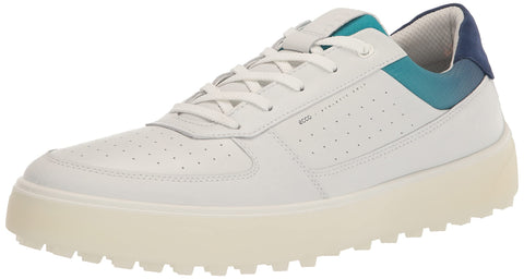 ECCO Men's Tray Hydromax Waterproof Golf Shoe, White/White/Blue Depths/Caribbean, 9-9.5