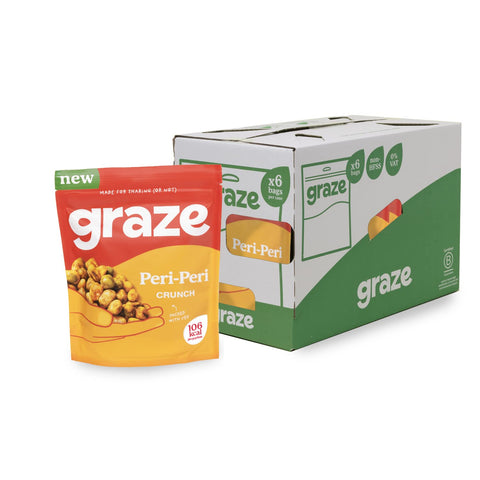 Graze - Healthy Snacks - Peri Peri Crunch - 100gx6 Bags - Vegan Snacks - Alternative for Crisps, Mixed Nuts & Pretzels