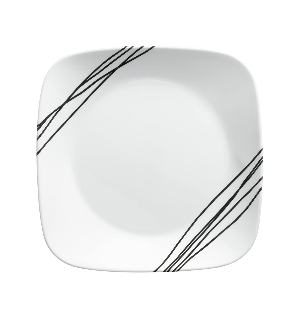 Corelle Vitrelle 4-Pieces 8.5" Glass Salad/Appetizer Plates, Chip & Crack Resistant Glass Dinnerware Set Plates, Simple Sketch